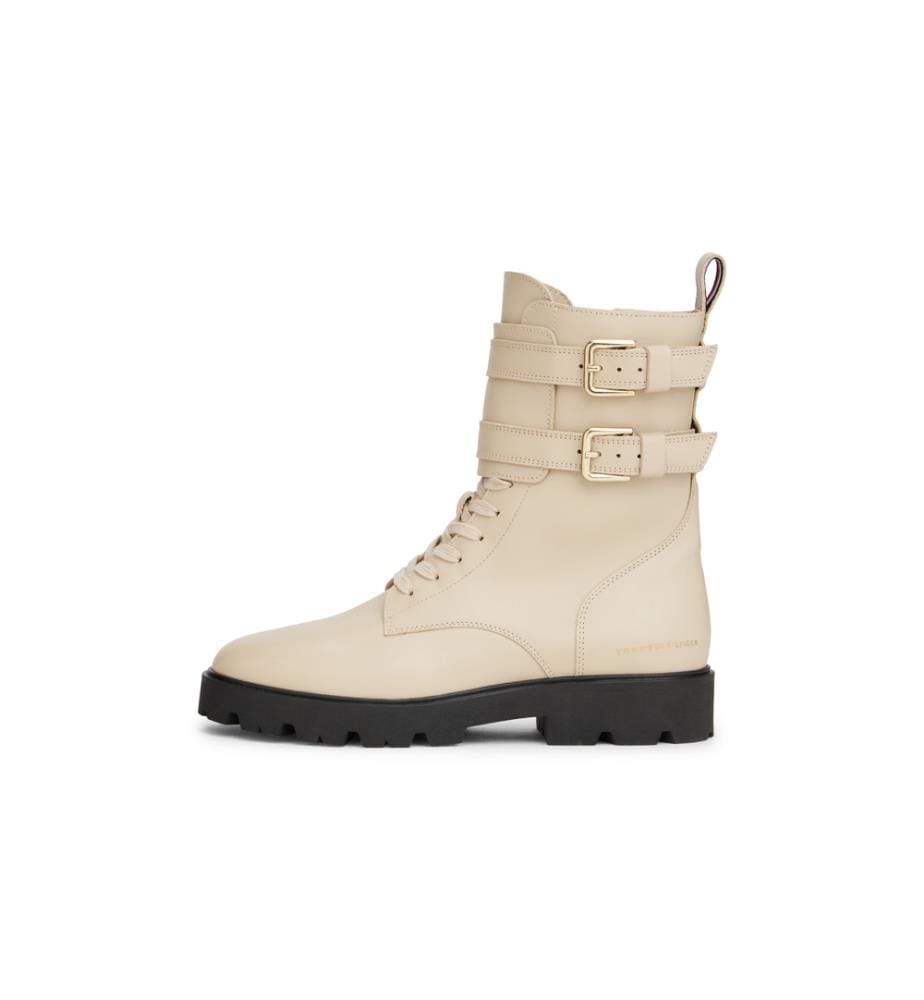 Bottines biker en cuir - Écru