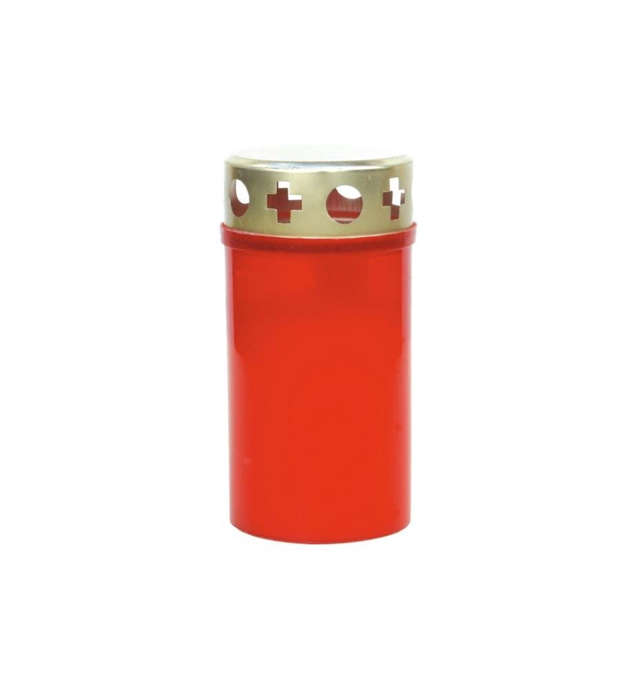 müller Kerzen Bougie funéraire petit avec couvercle doré 12 x 6 cm, rouge