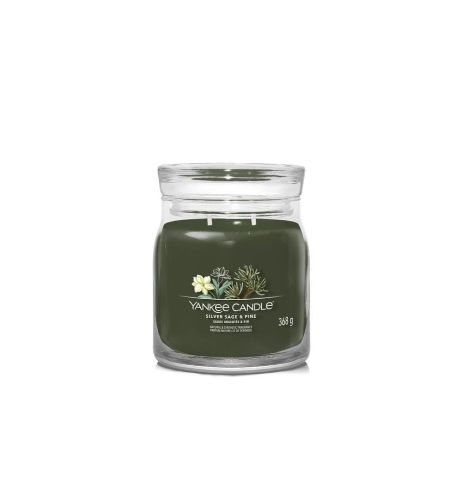 YANKEE CANDLE - Signature Bougie parfumée Silver Sage & Pine Signature Medium Jar