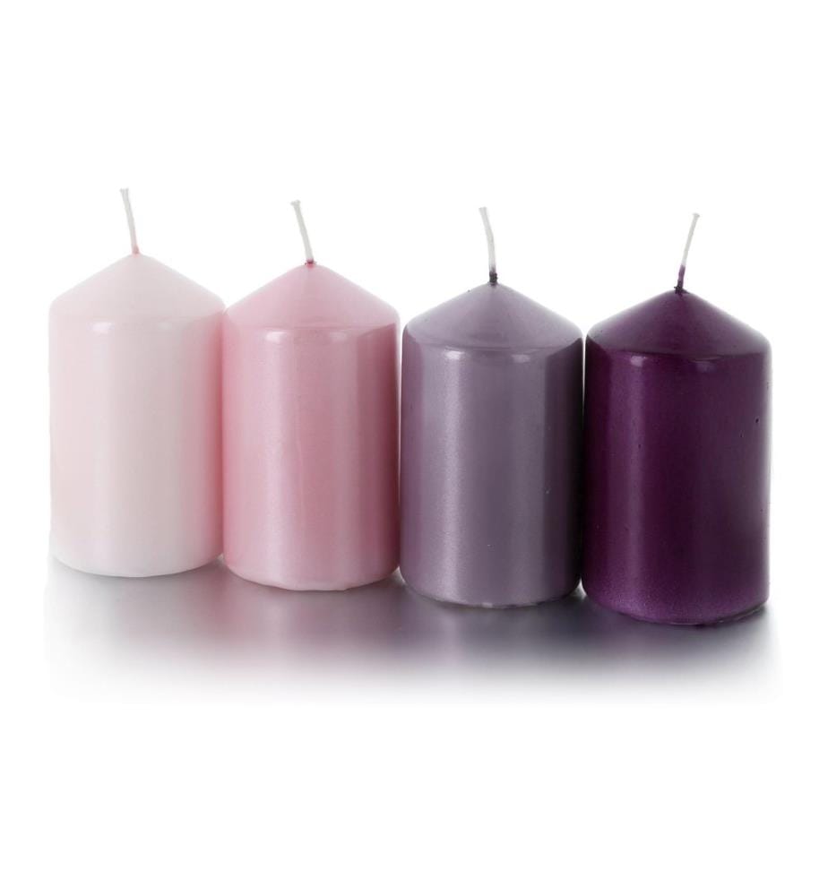 BALTHASAR - Bougie cylindrique Set de bougies assorties Tons rose-violet, 4 pièces