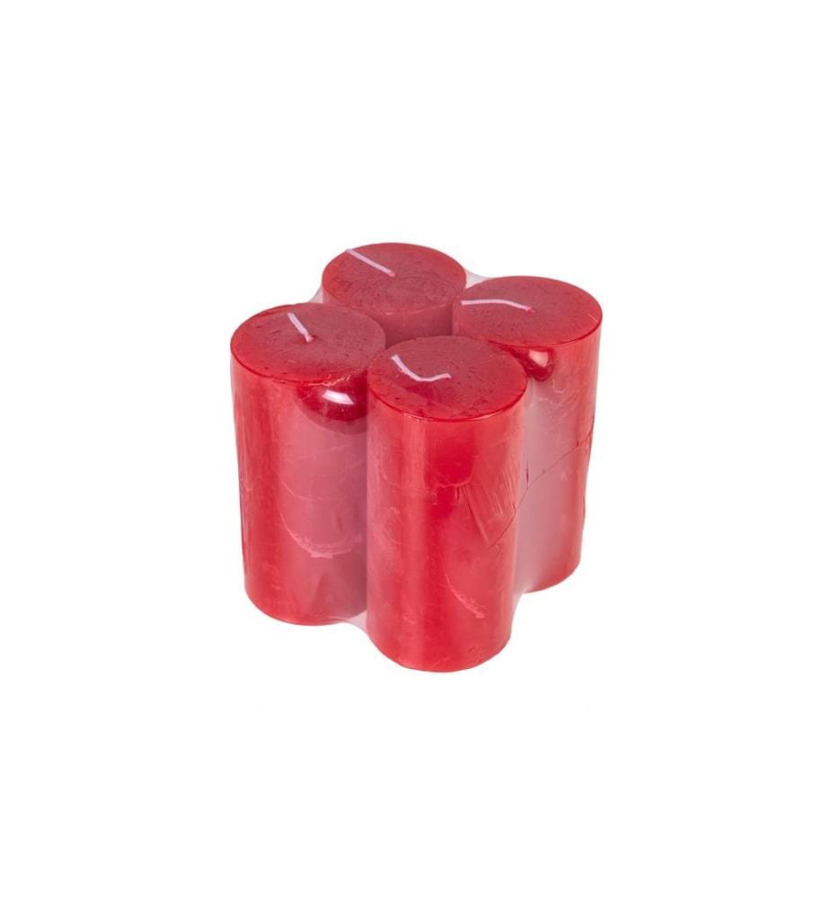 BALTHASAR - Bougie cylindrique Rustico Rouge, 4 pièces