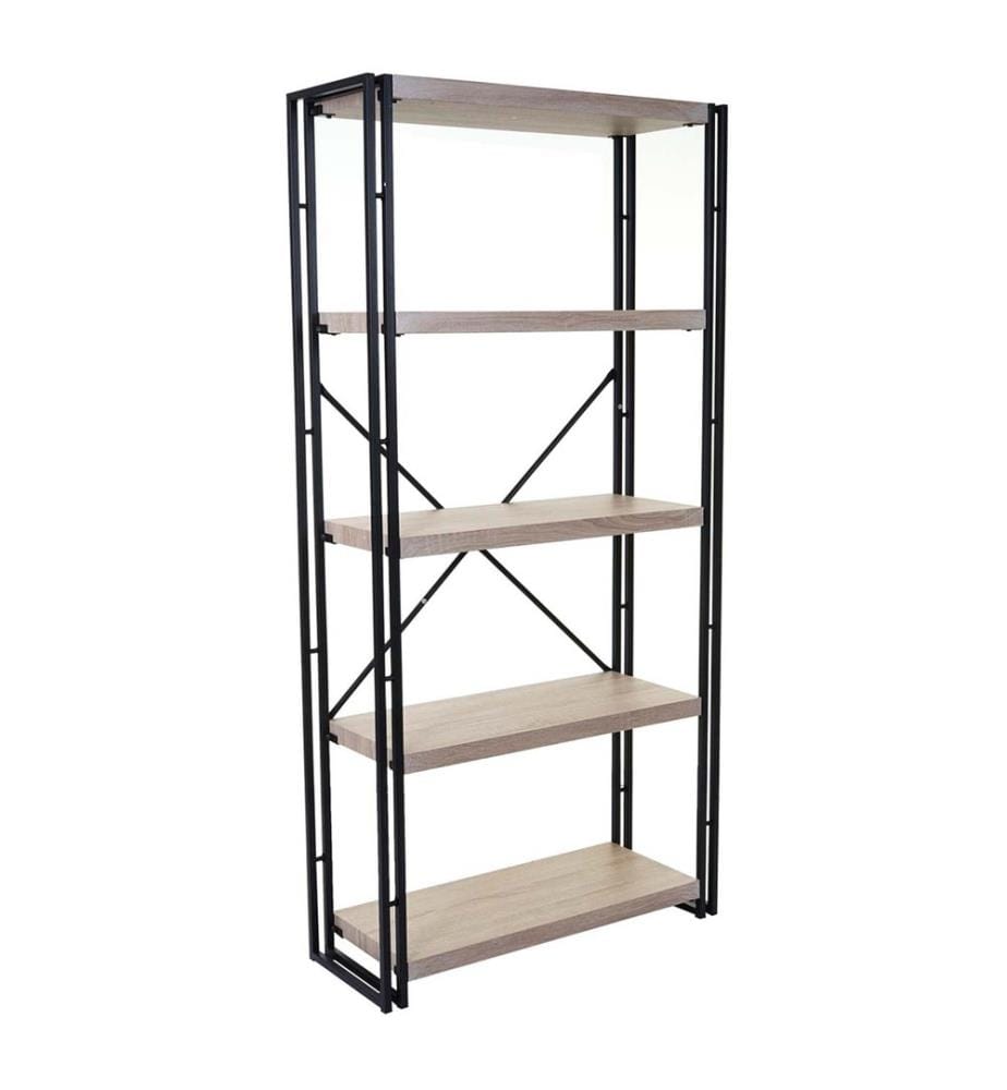 Bibliothèque JAM-A27 Étagère sur pied 165x80 cm 5 niveaux imitation chêne
