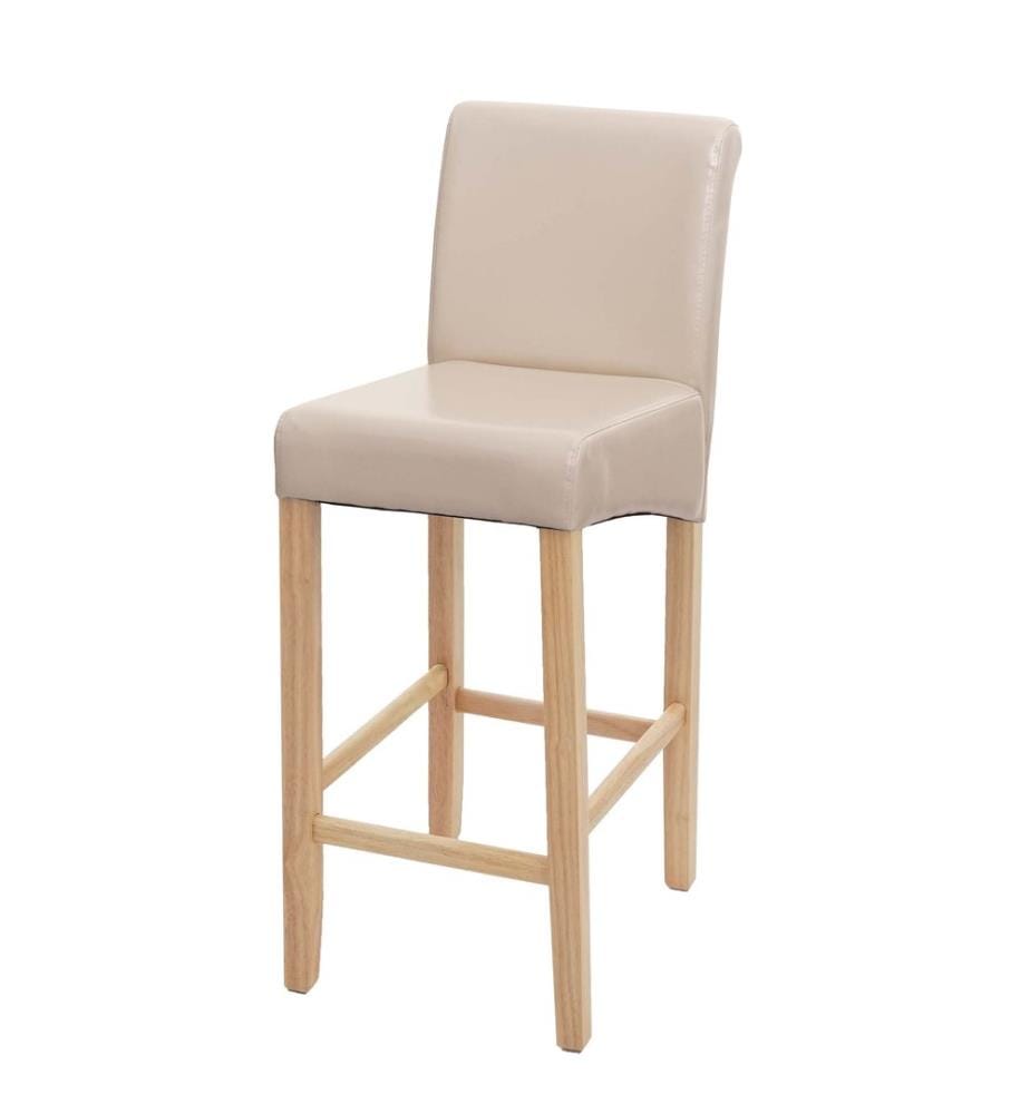 Tabouret de bar bois crème pieds clairs similicuir