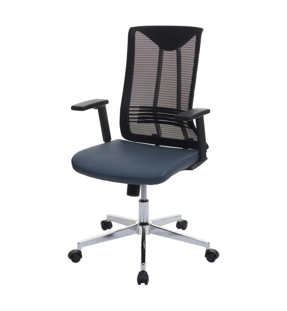 Chaise de bureau JAM-J53 ergonomique en similicuir bleu-gris
