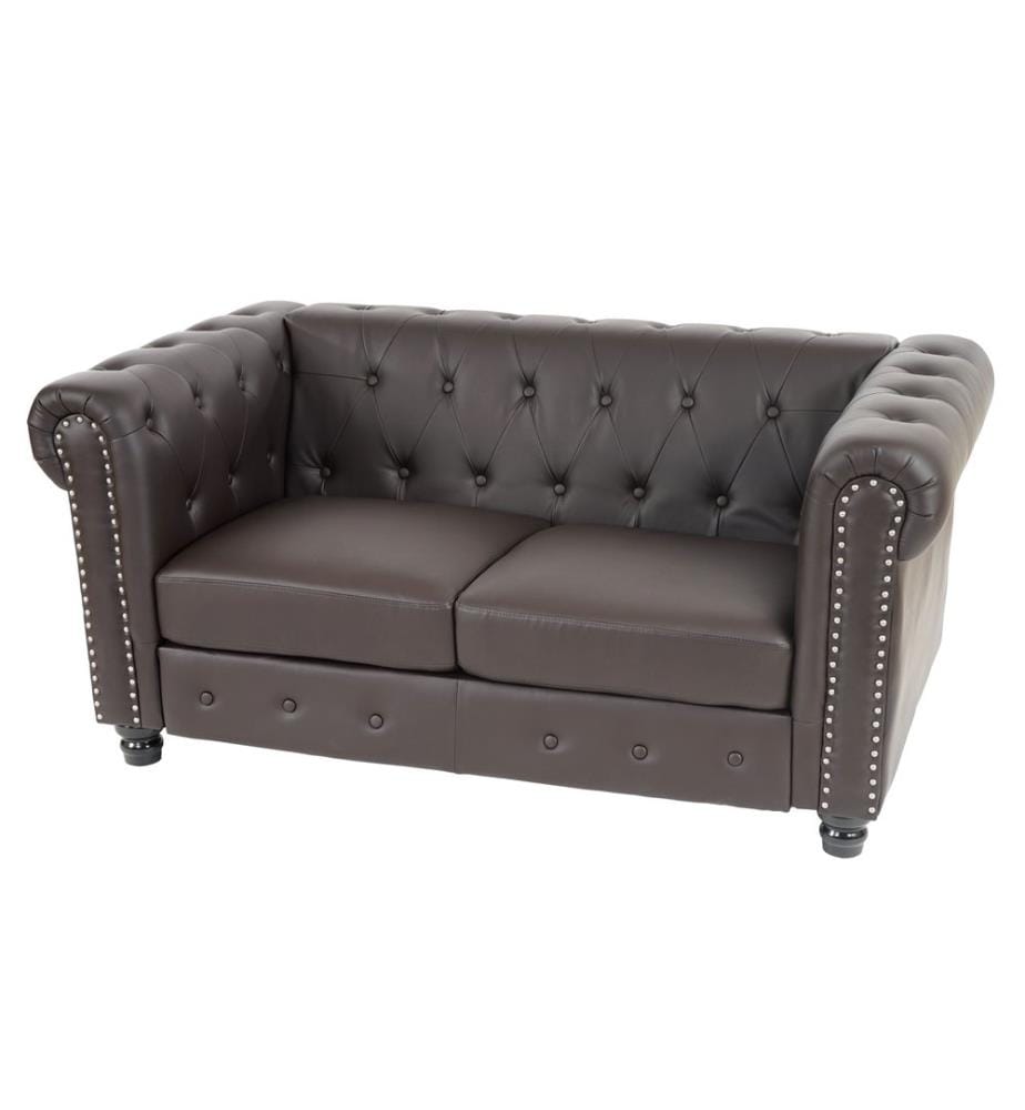 Chesterfield Lounge Canapé 2 places Marron - pieds ronds