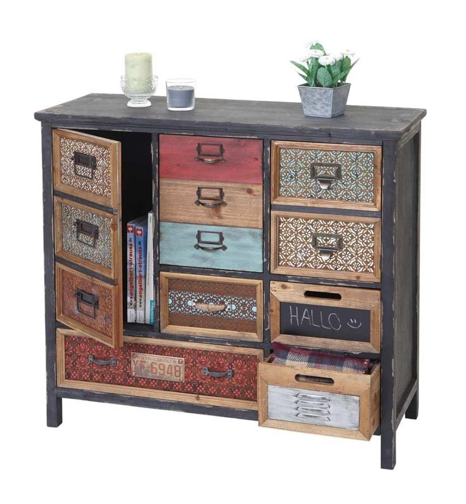Armoire à pharmacie HWC Ko mmode bois massif 90x84x32 cm