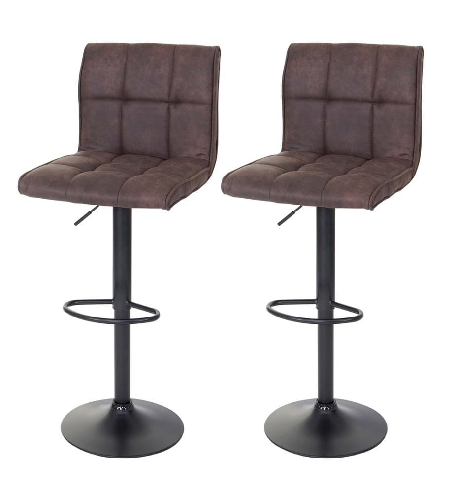 Lot de 2 tabourets de bar JAM-B13 imitation daim vintage marron foncé