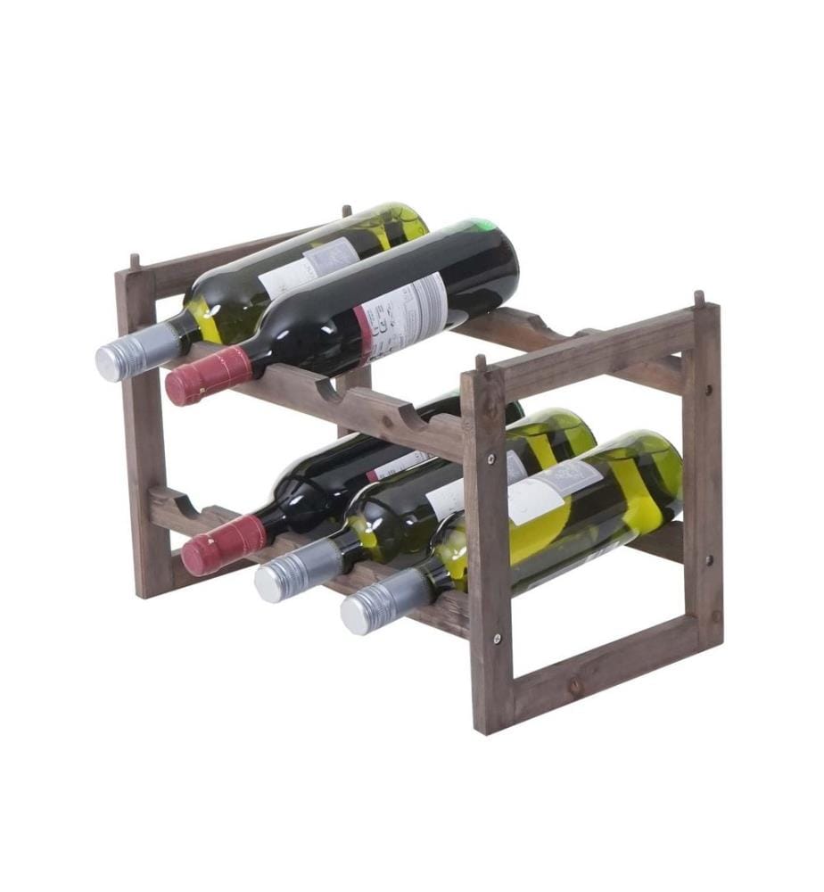 Casier à vin sapin pour 8 bouteilles empilables shabby brun