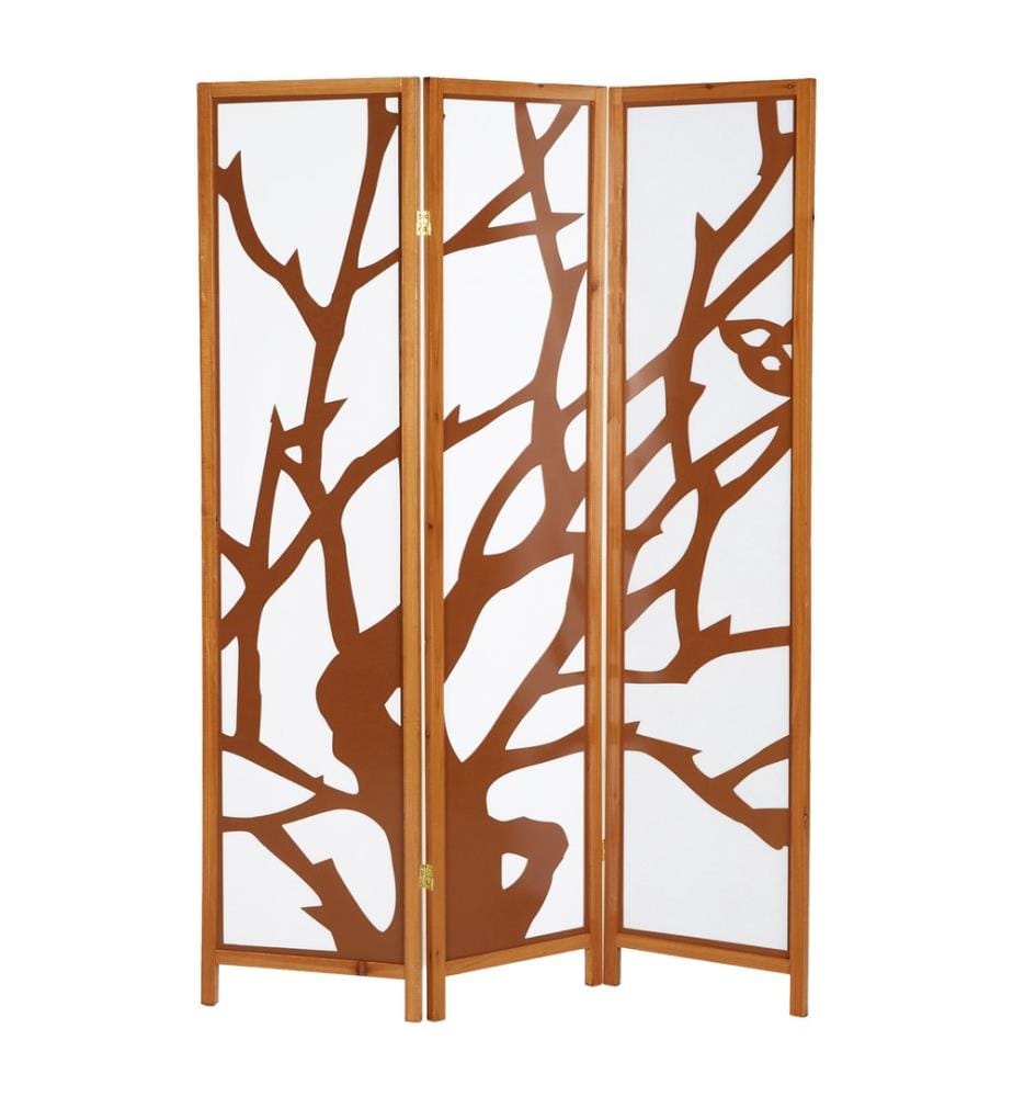 Paravent 3 pièces Séparation de pièce en bois Marron