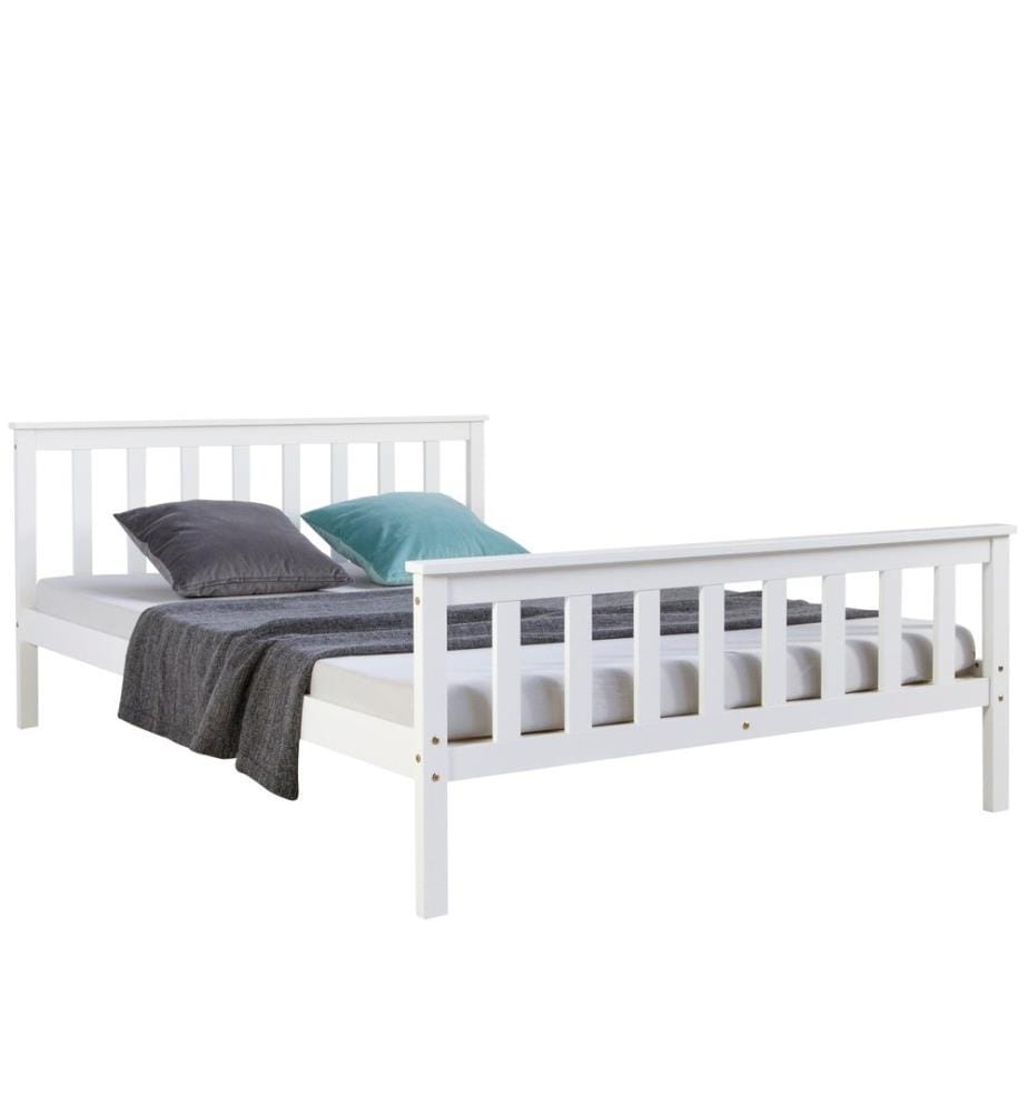 Lit en bois Lit double 140x200 cm Blanc