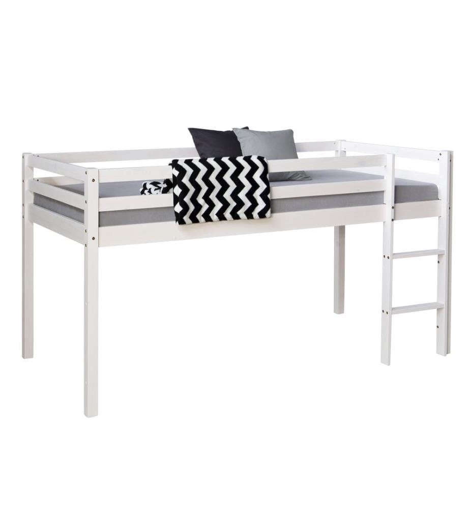 Lit surélevé d'enfant 90x200 cm en bois blanc