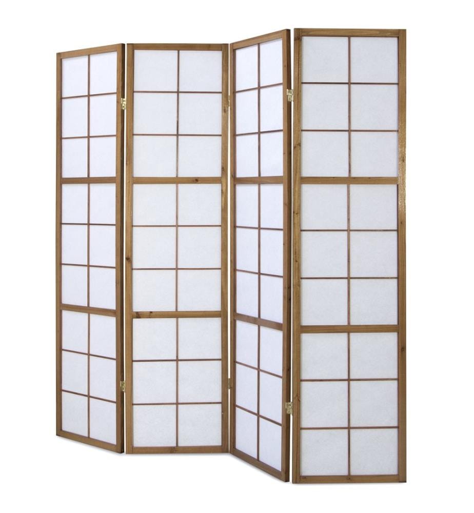 Paravent Séparation de pièce 4 éléments Shoji en bois naturel