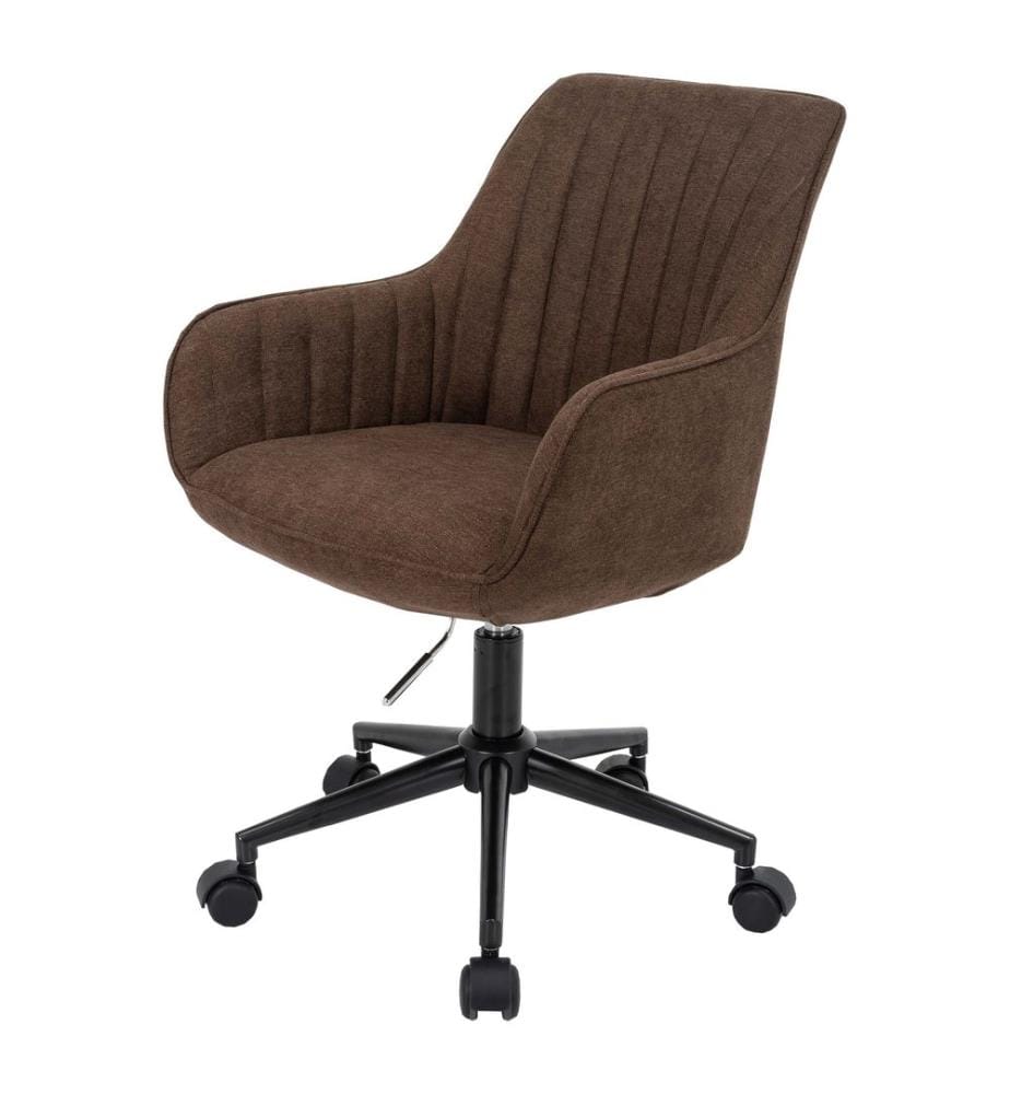 Chaise de bureau Bowl avec accoudoirs réglable en hauteur tissu textile brun