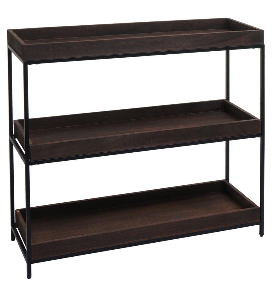 Étagère JAM-K71 Étagère sur pied 90x100x35 cm bois métal brun foncé