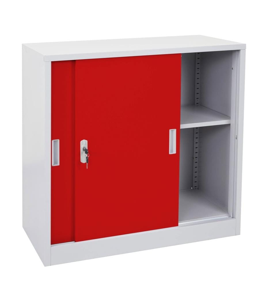 Armoire à dossiers Boston avec portes coulissantes 90x90x45 cm rouge