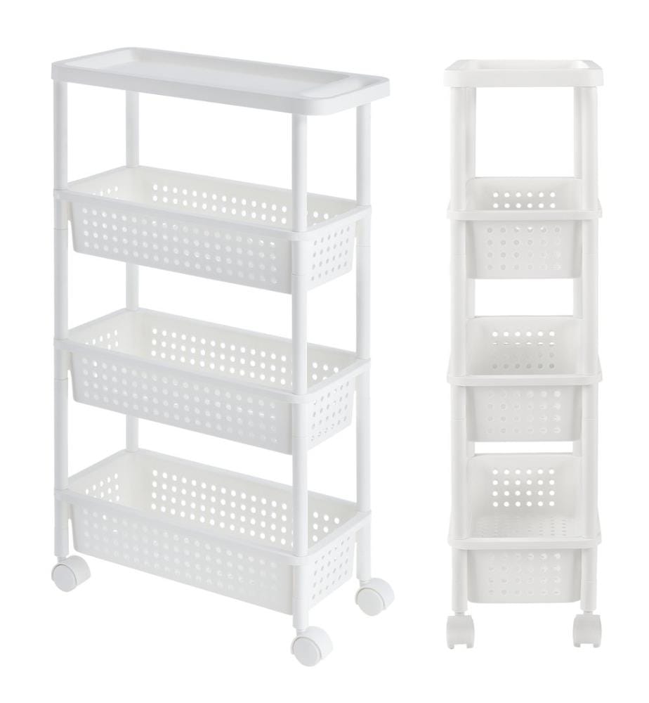 Étagère à roulettes 100x22x48 cm Chariot à roulettes Blanc