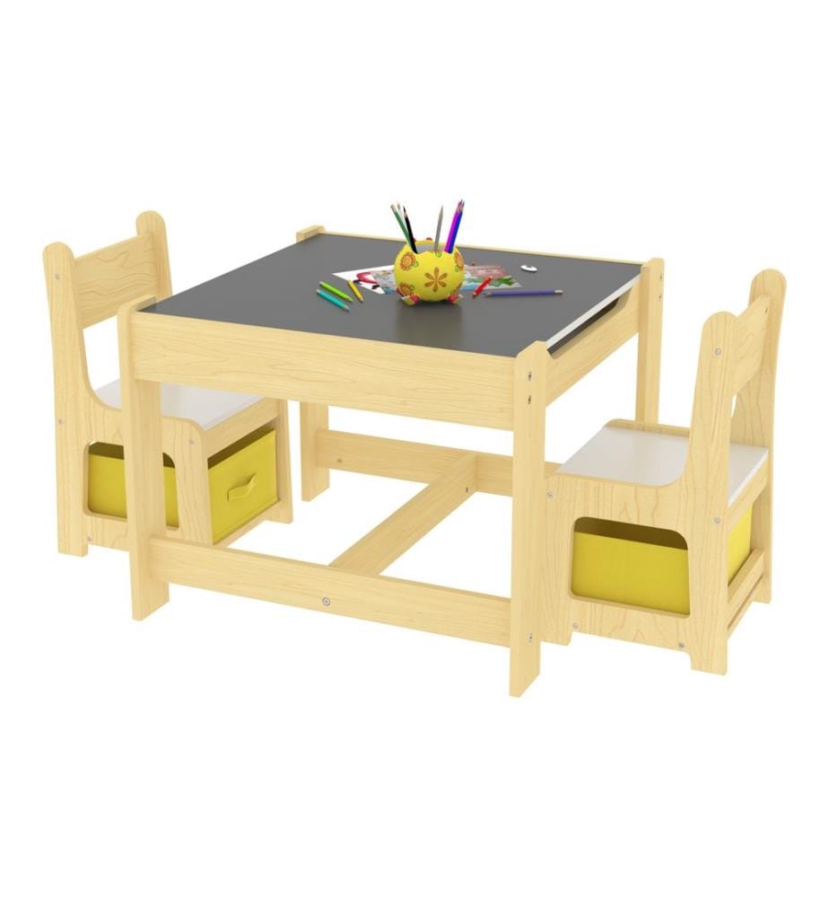 Table pour enfants avec 2 chaises Irixoa avec boxes Naturel