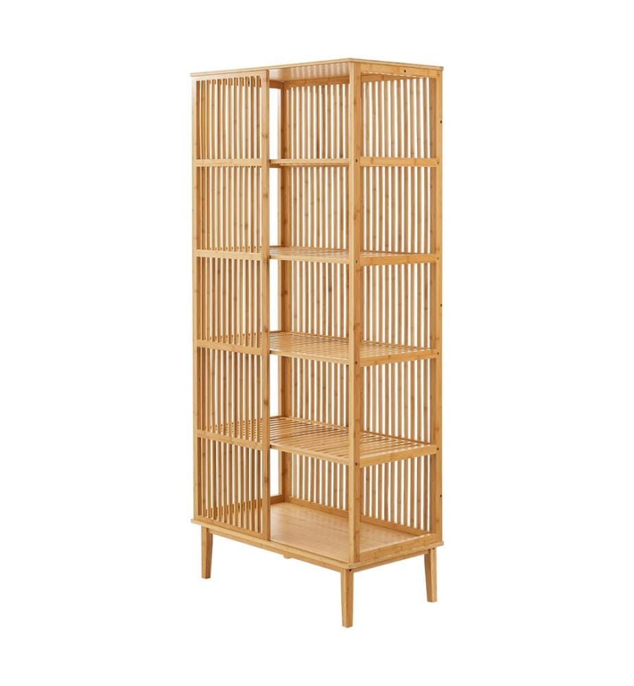 Étagère sur pied Carius Bibliothèque en bambou 185x80x45 cm