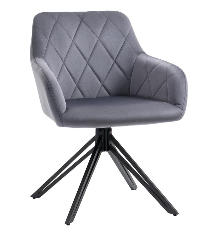 Chaise de salle à manger Chaise de salon aspect velours design rétro acier gris