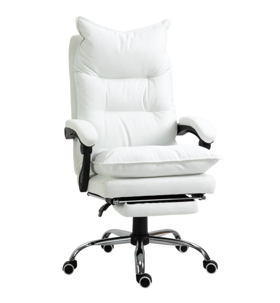 Chaise de bureau avec repose-pieds & dossier ultra-confortable Blanc