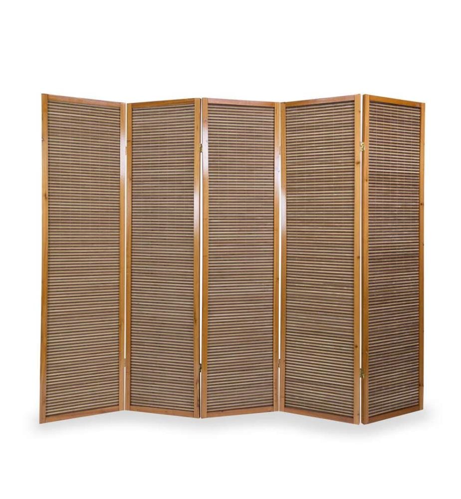 Paravent de séparation en bois brun, 5 pièces