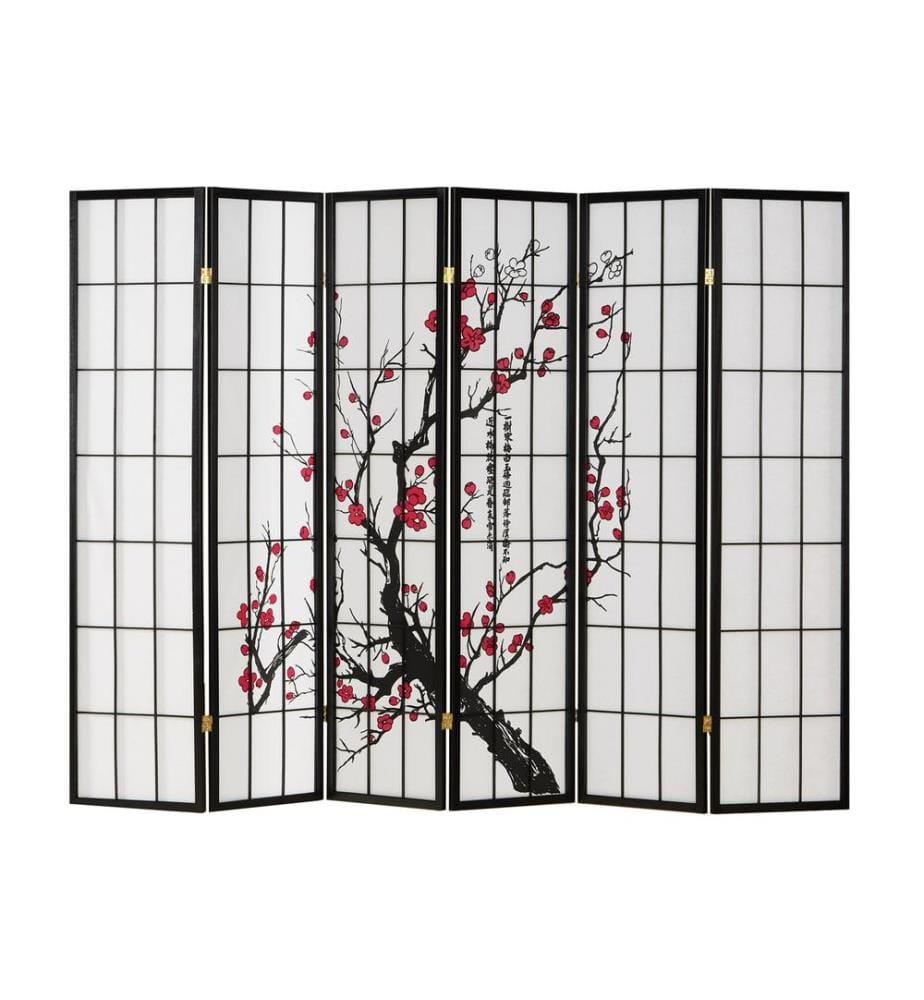 Paravent Séparation de pièce 6 pièces Shoji en bois Noir