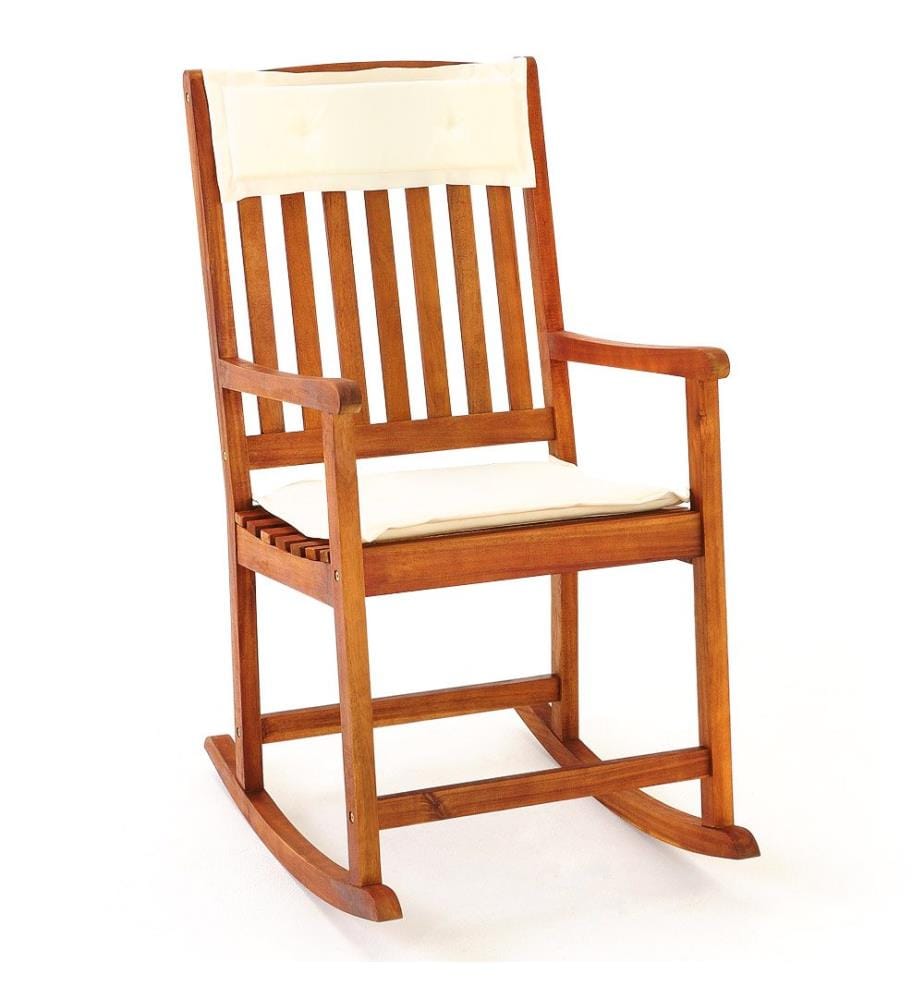 Fauteuil à bascule en acacia avec coussin