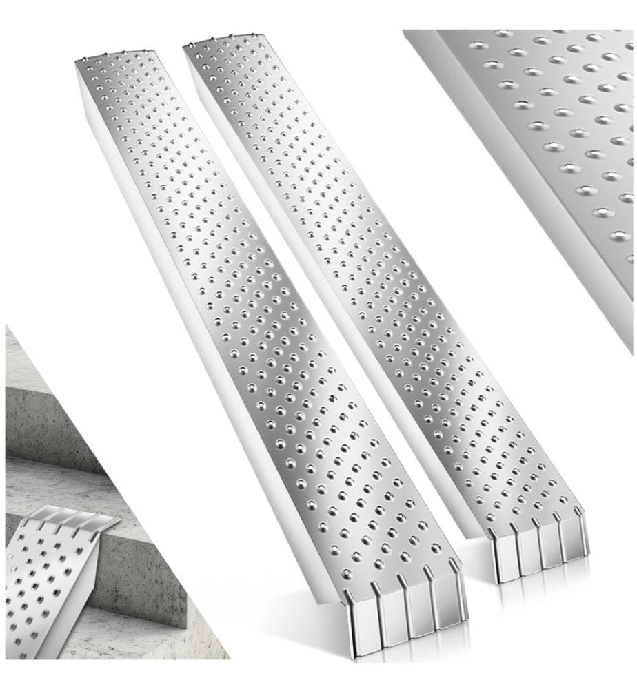 Rampes d'accès Sven, lot de 2, 400 kg de capacité de poids et antidérapantes - argent