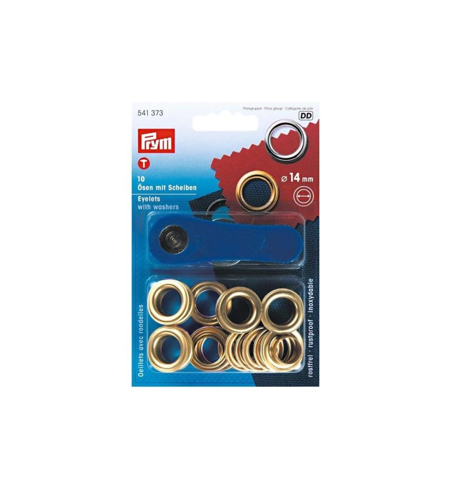 PRYM - illets + disques 14 mm, Or, 10 pièces