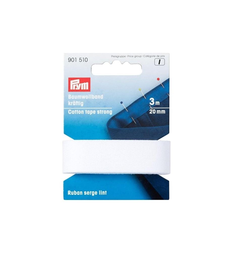 PRYM - Bande en coton 20 mm, blanc