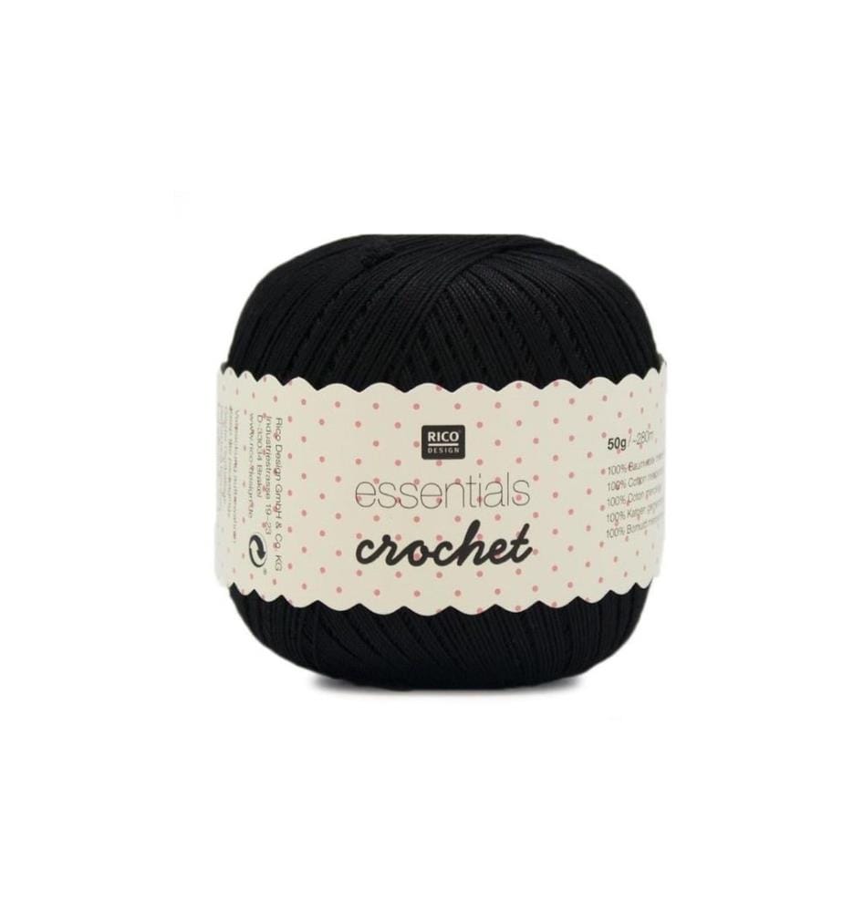 RICO DESIGN - Fil à crochet et à tricoter Essentials Crochet 50 g, Noir