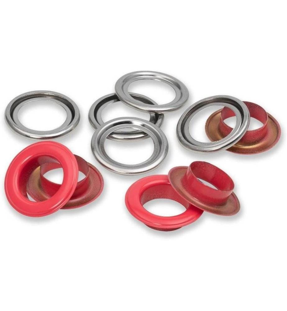 PRYM - illets avec disques 15 pièces, rouge-argent