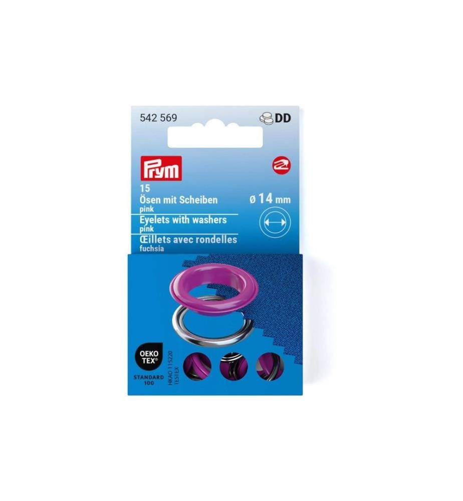 PRYM - illets avec disques 15 pièces, rose-argent