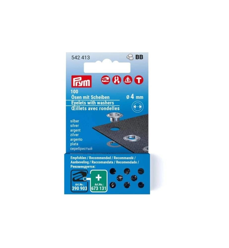 PRYM - illets avec disques 100 pièces, argent