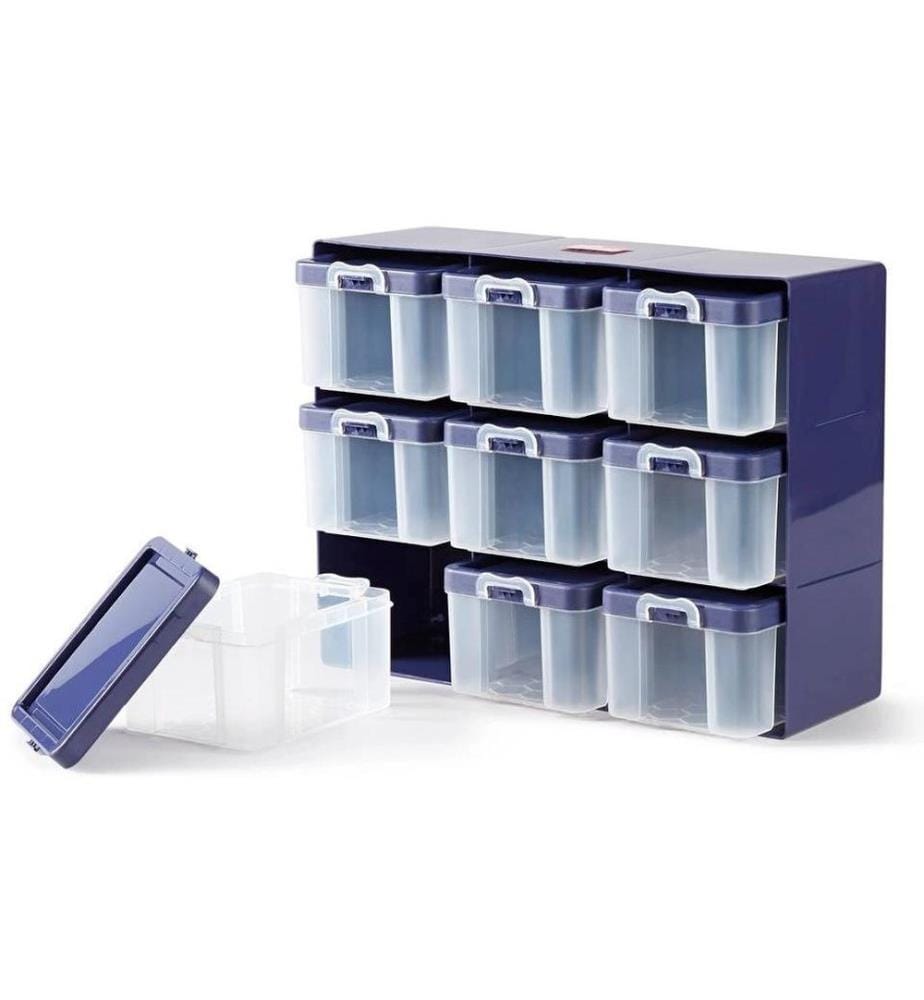 PRYM - Sac de rangement avec 9 boxes Violet, Transparent
