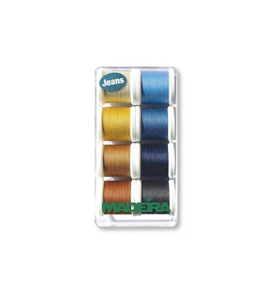 MADEIRA - Kits de fil de couture Aerofil Extra Stark Jeans, 8 x 100 m