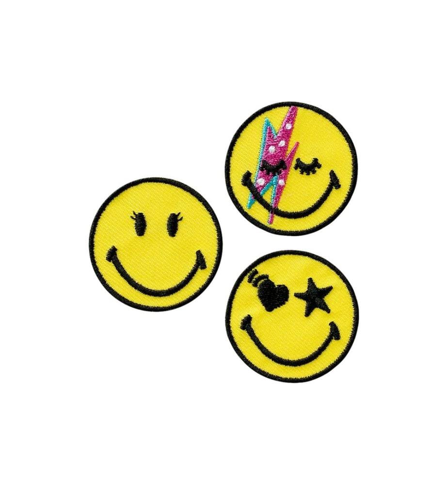 Mono-Quick - Image thermocollante Smiley 3.5 x 3.5 cm, jaune, 3 pièces