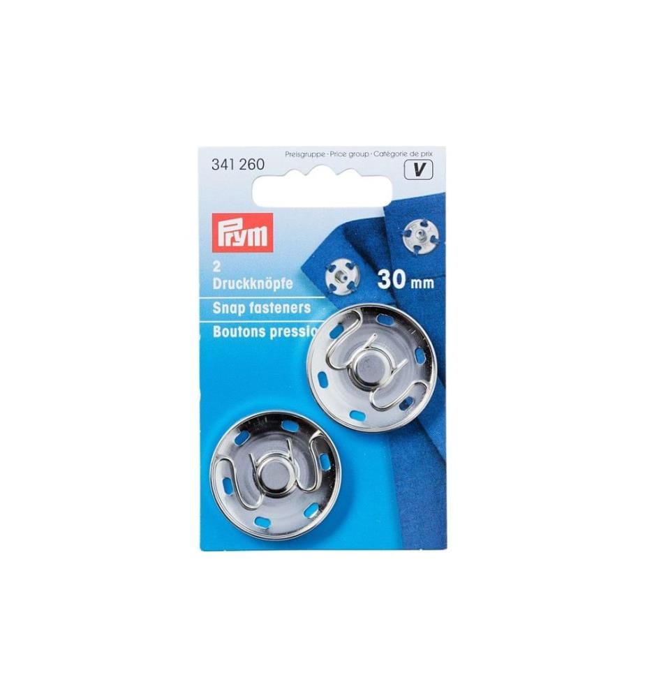PRYM - Boutons poussoirs Argent, 30 mm
