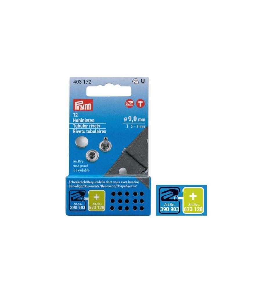 PRYM - Rivets tubulaires 6 - 9 mm, 12 pièces