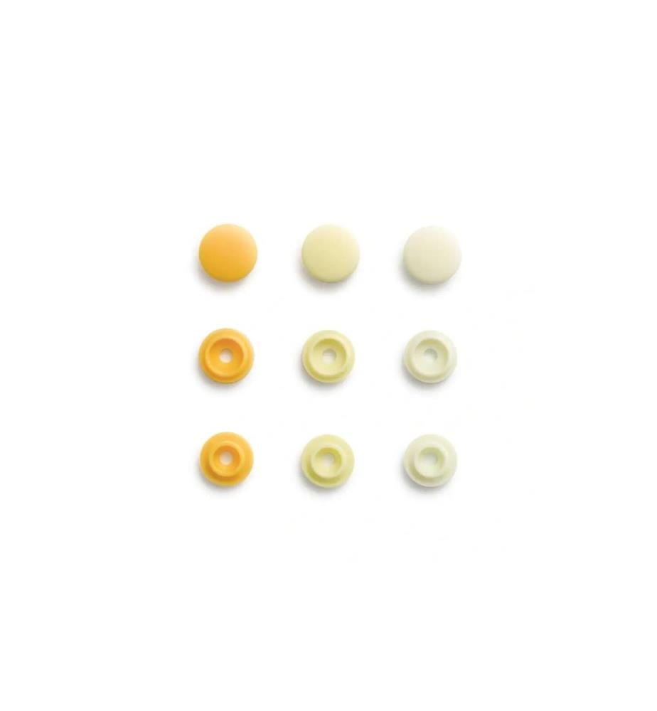 PRYM - Boutons poussoirs Boutons de couleur Jaune clair, Ø 9 mm, 36 pièces