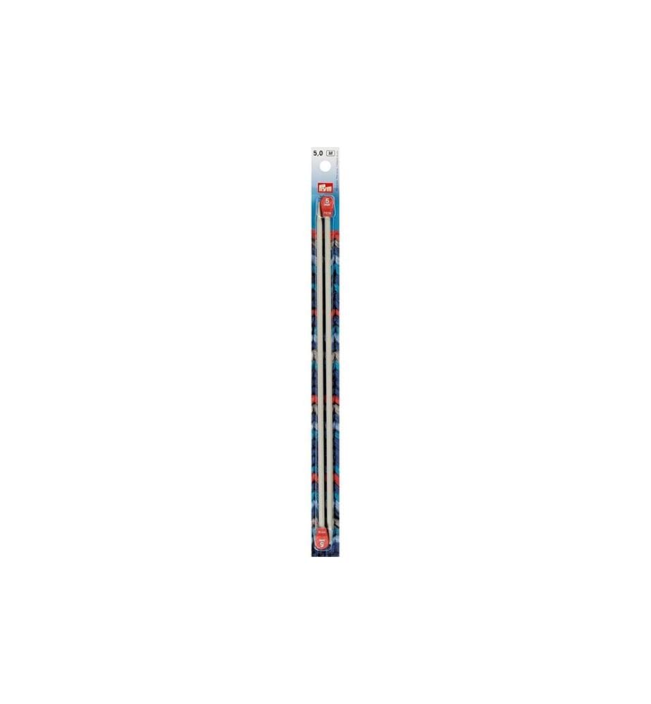 PRYM - Aiguilles à tricoter pour vestes Alu, gris 5.00 mm, 30 cm, carte 2 pièces