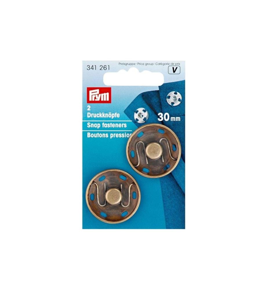 PRYM - Boutons poussoirs Laiton ancien, 30 mm
