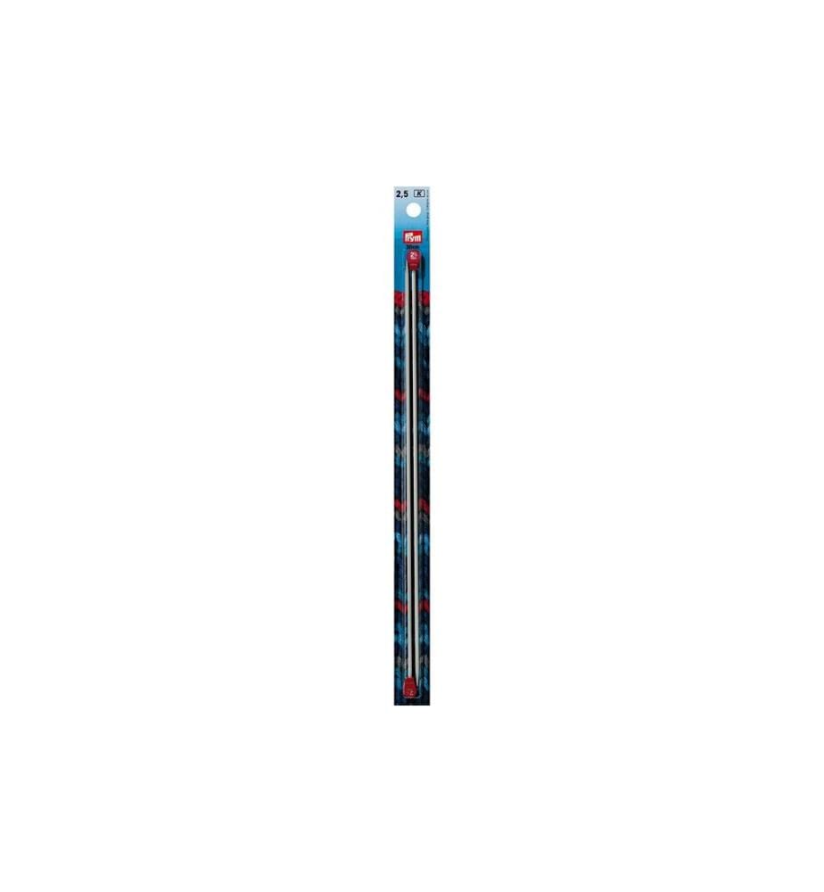 PRYM - Aiguilles à tricoter pour vestes Alu, gris 2.50 mm, 30 cm, carte 2 pièces