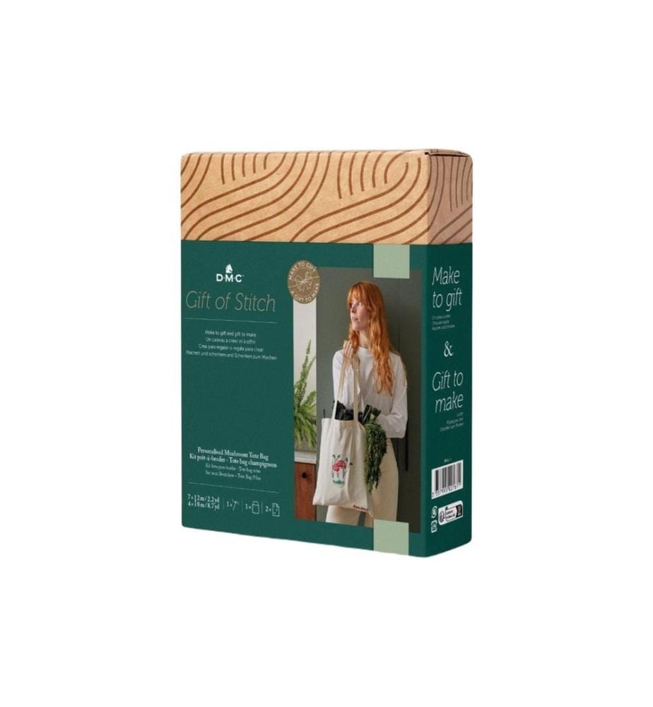 DMC - Set de broderie Gift of Stich Sac à provisions Champignon, 35 × 42 cm