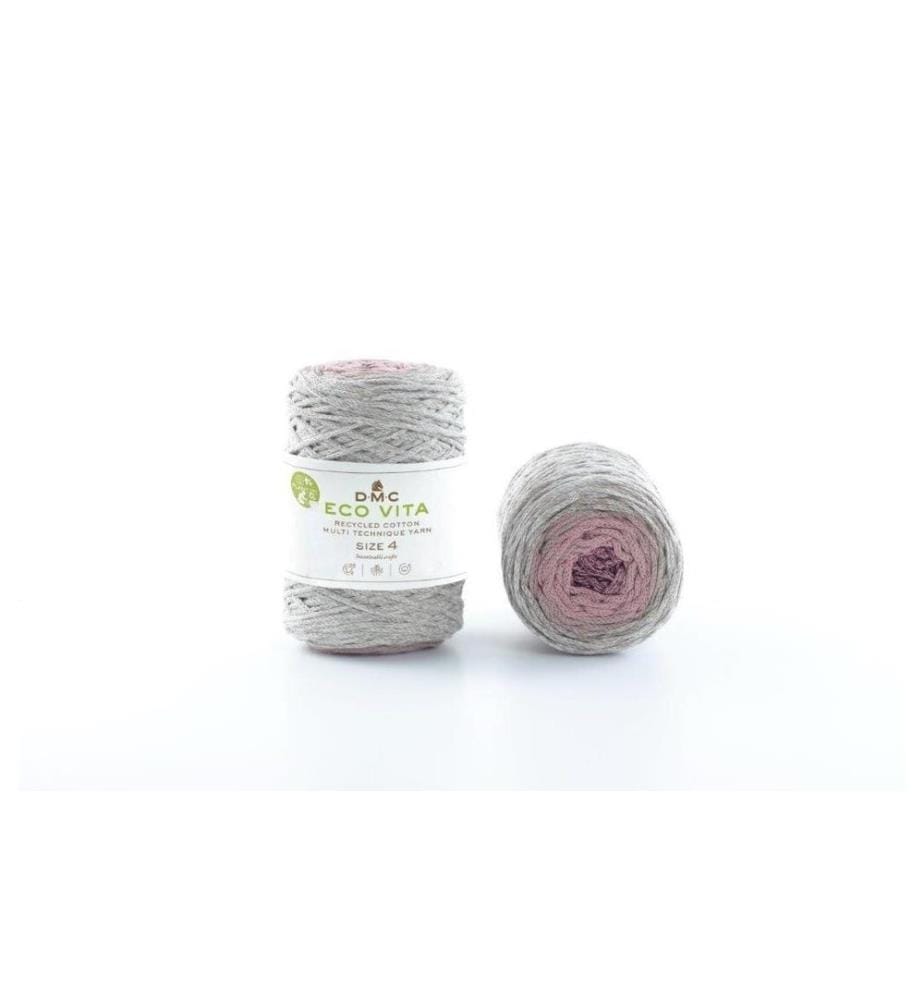 DMC - Laine Nova Vita Cordon Macrame 2 mm 250 g Gris; Rose pâle