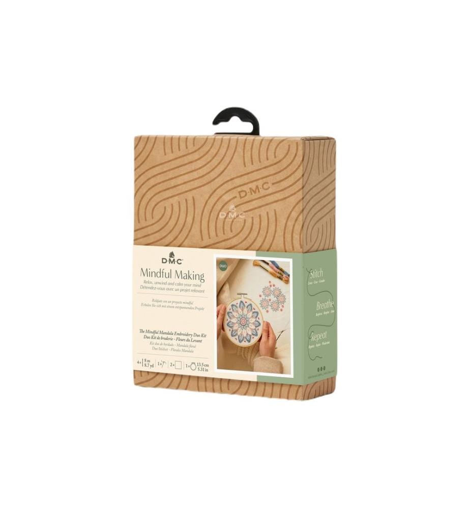DMC - Set de broderie Mindful Making Duo Mandala de fleurs, Ø 13.5 cm