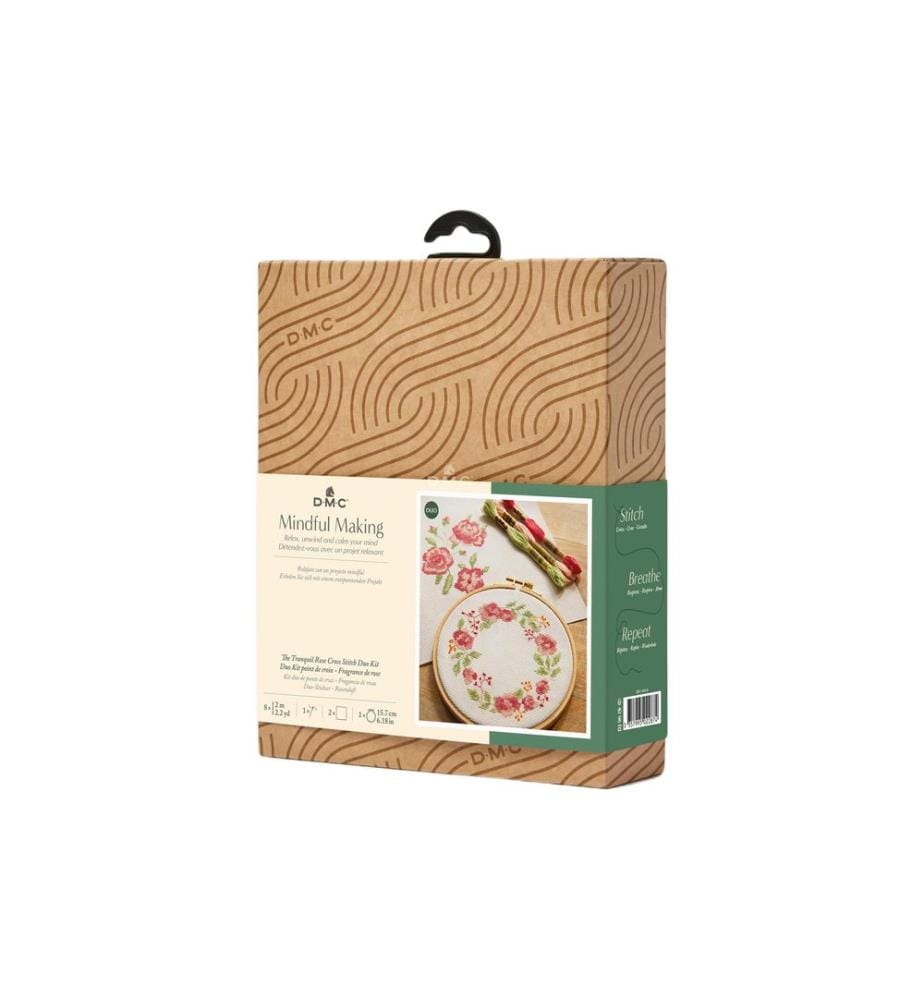 DMC - Set de broderie Mindful Making Duo Parfum de rose, Ø 15.7 cm