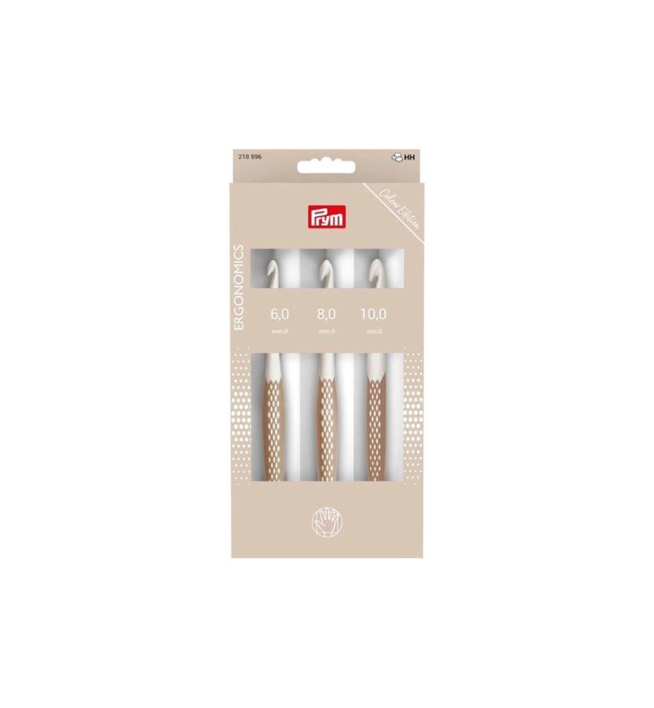 Prym Ergonomics - Crochet de la laine, 6, 8, 10 mm, taupe