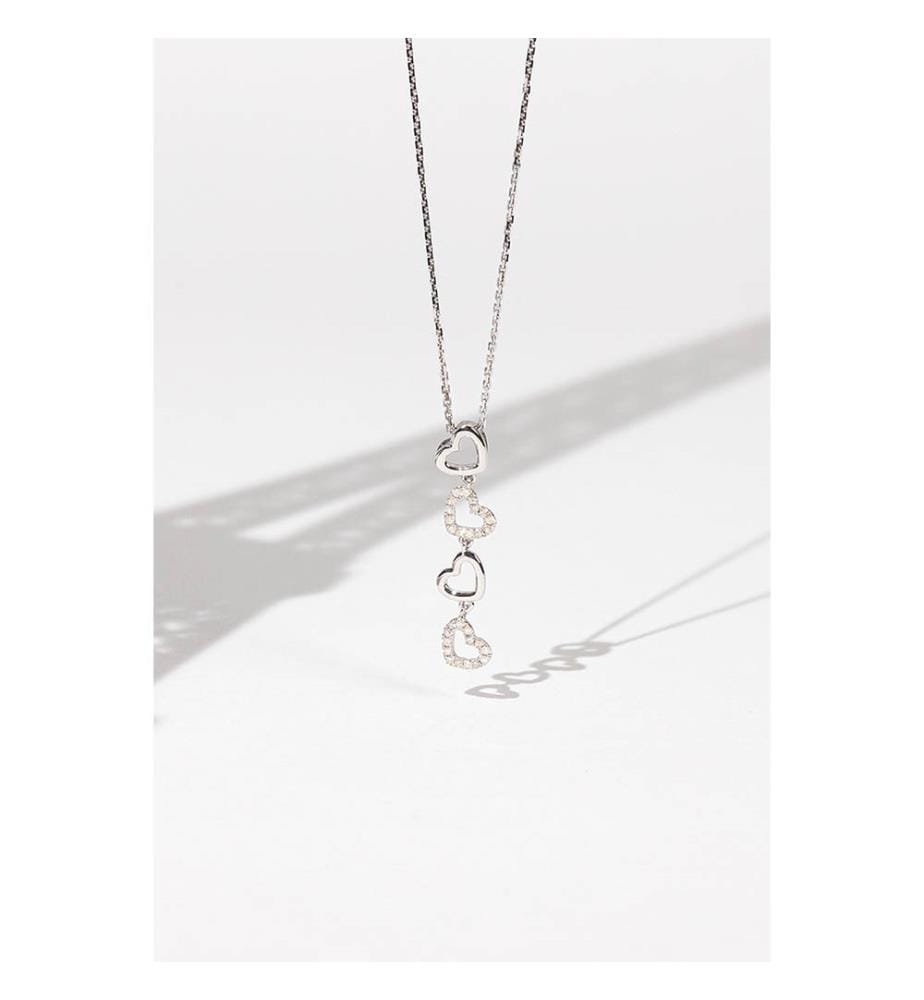 Pendentif 4 coeurs - Or Blanc 375/1000