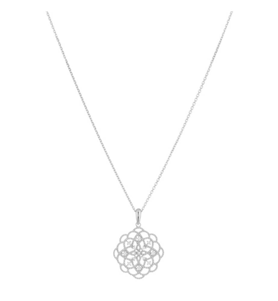 Pendentif "Dentelle" dia- Or Blanc
